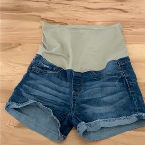 Denim maternity shorts